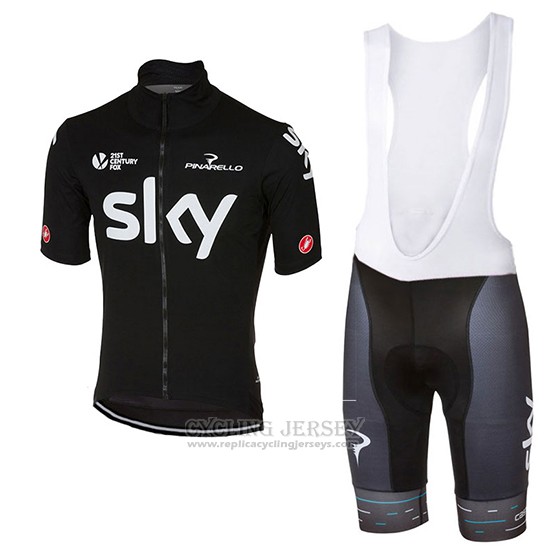 2017 Cycling Jersey Sky Deep Black Short Sleeve and Bib Short